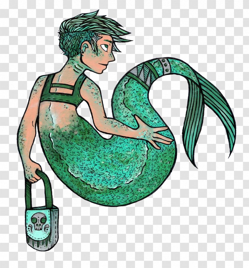 Mermaid Reptile Cartoon Green Illustration Transparent PNG