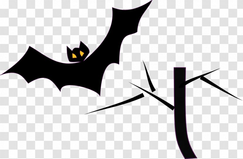 Clip Art Halloween Bat - Black And White Transparent PNG