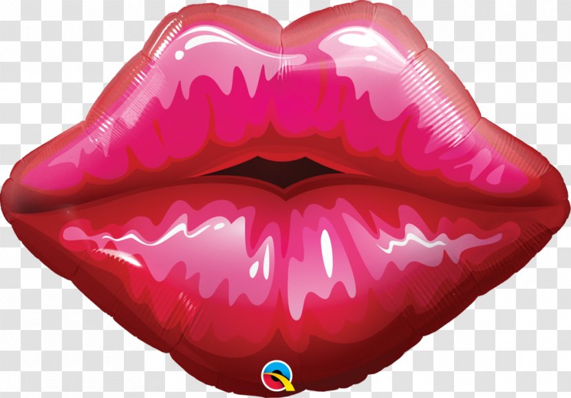 Mylar Balloon Party Valentine's Day Gold - Red Lips Transparent PNG