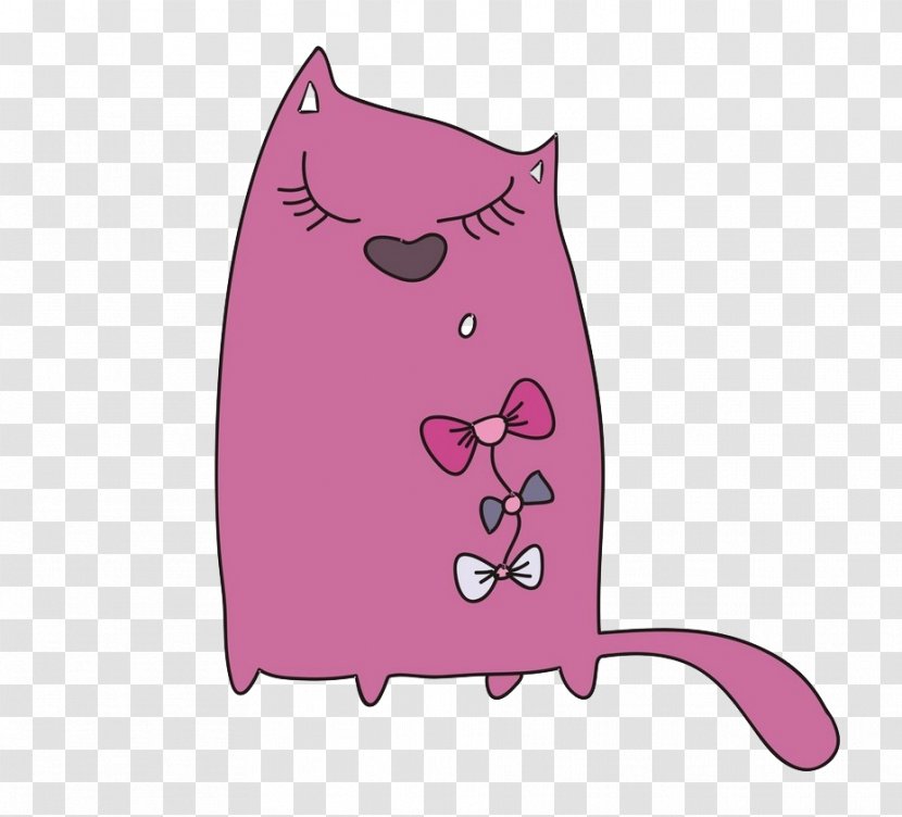 Whiskers Kitten Cat Cartoon Illustration - Magenta - Pink Dolls Transparent PNG