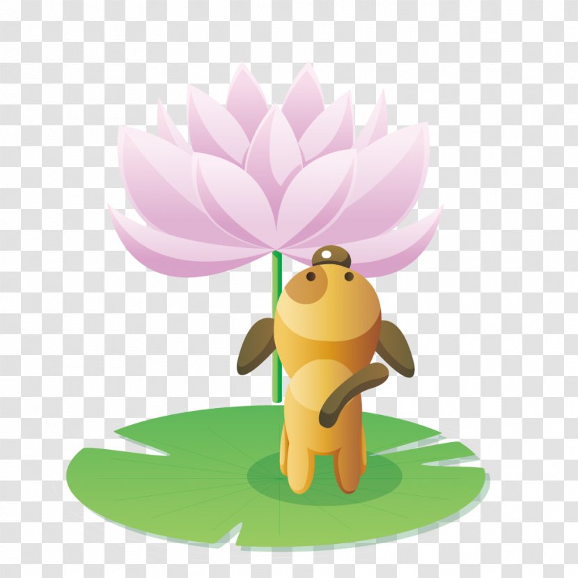 Dog Vertebrate Clip Art - Plant - Puppy And Lotus Transparent PNG