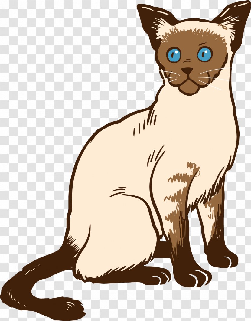 Siamese Cat Bengal Manx Ragdoll Kitten - Fictional Character - Vector Hand-painted Blue-eyed Transparent PNG