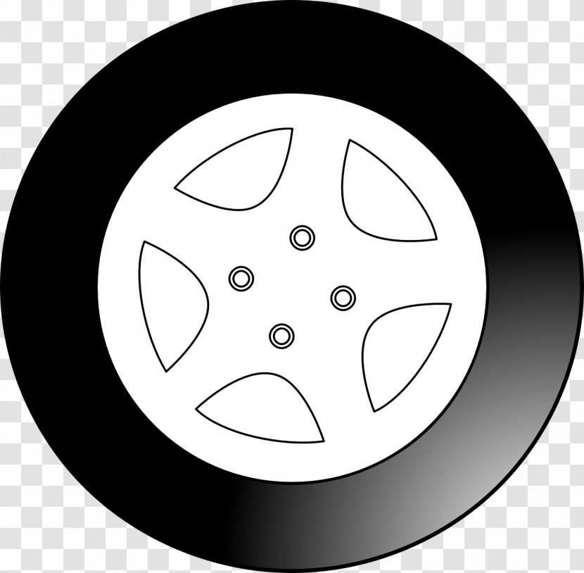 Car Wheel Clip Art - Black And White - Tire Transparent PNG