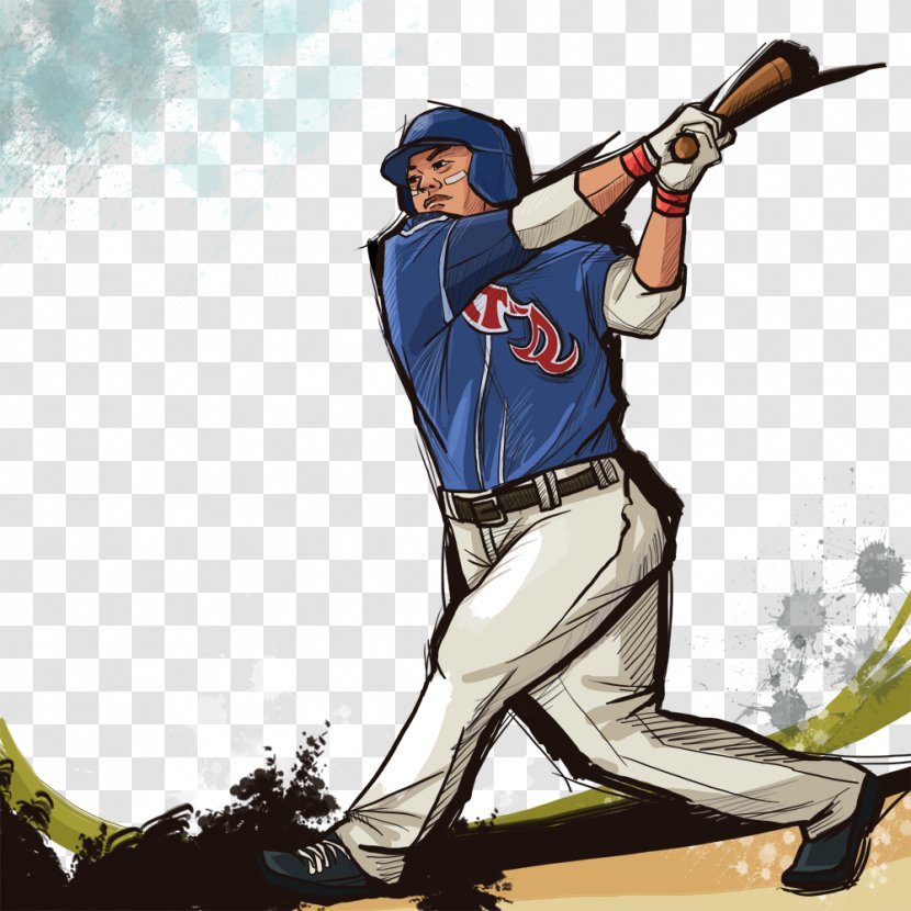 Baseball Park Sport Illustration - Player - Hand-painted Swing Transparent PNG