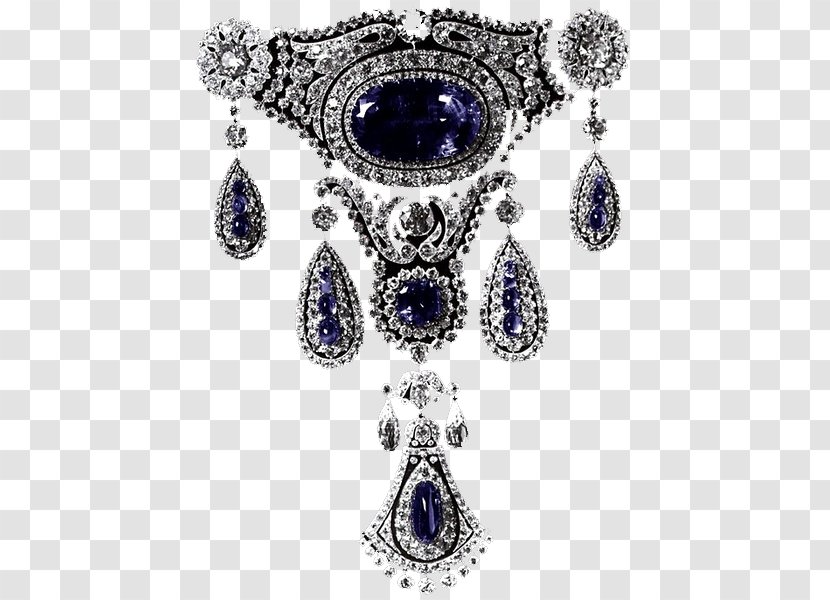 Earring Sapphire Blue Necklace Gemstone - Deep Transparent PNG