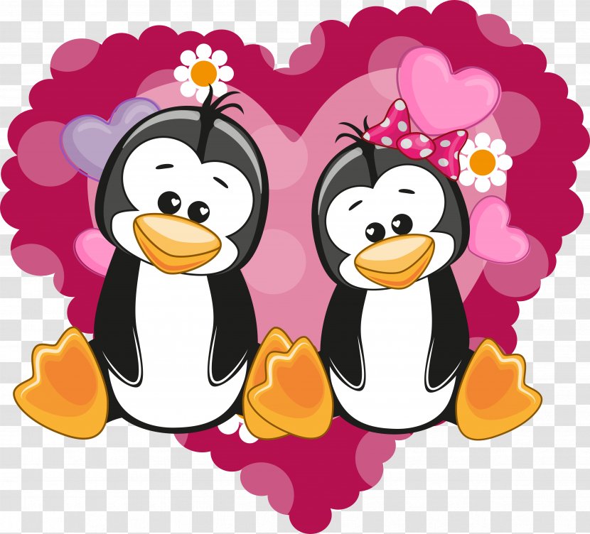 Penguin Cartoon - Drawing - Couple Transparent PNG
