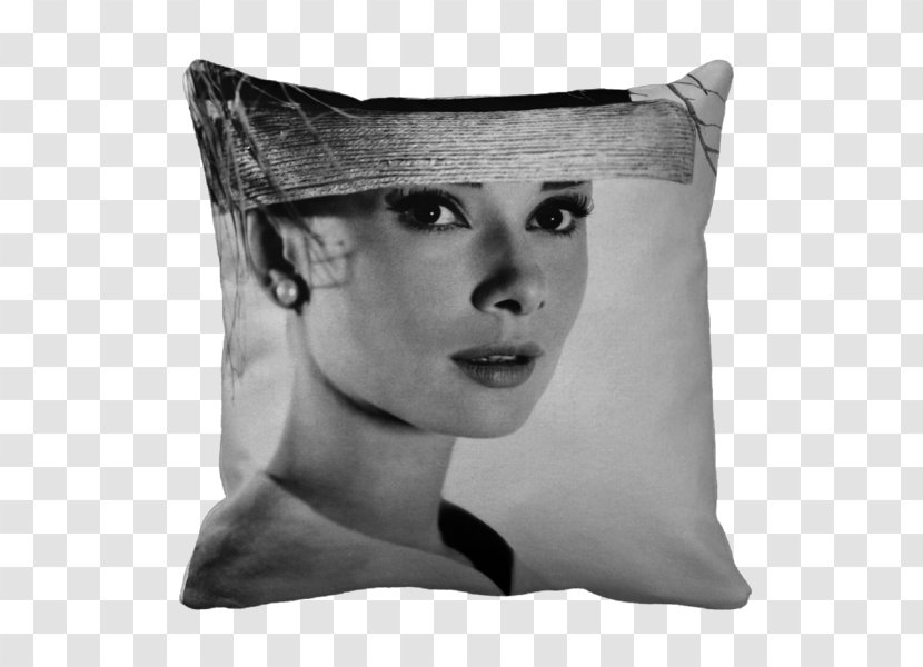 Audrey Hepburn Actor Pillow Female Cushion - Monochrome Transparent PNG