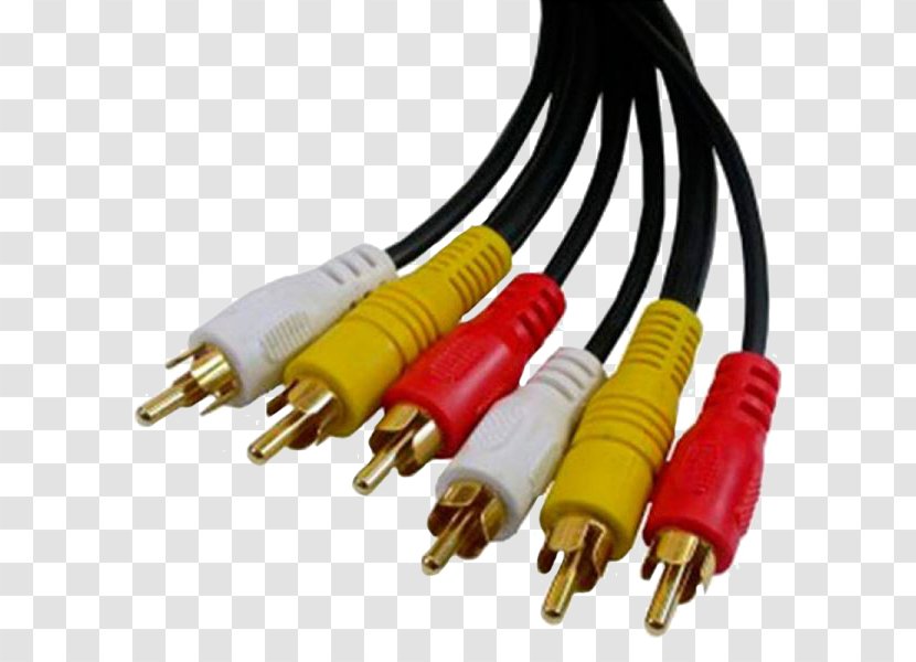 Electrical Cable RCA Connector Coaxial Audio Component Video - Electronic Device - Stereo Transparent PNG