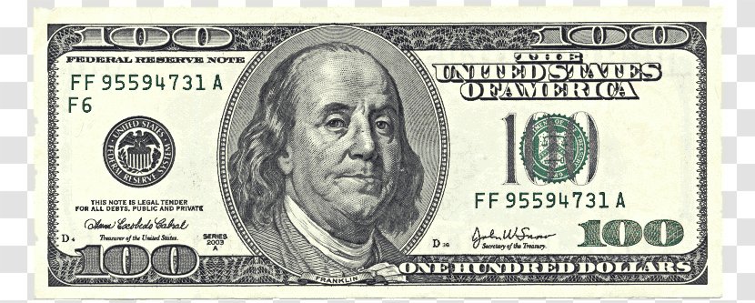 United States Dollar One Hundred-dollar Bill One-dollar - Paper Product - $1 Cliparts Transparent PNG