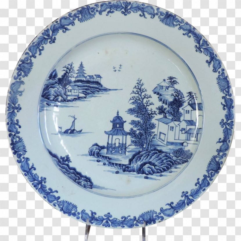 18th Century Blue And White Pottery Porcelain Tableware Plate - Plates Transparent PNG