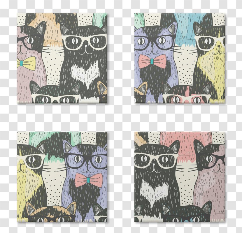 Paper Cat Drawing Pattern - Fauna - Retro Indie Flyer Transparent PNG