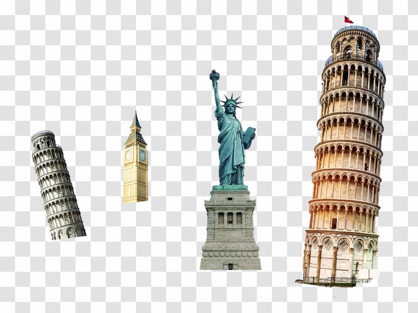 Leaning Tower Of Pisa Clip Art - Statue Liberty Transparent PNG