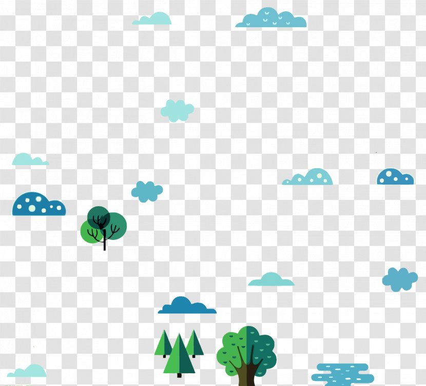 Flat Design - Turquoise - Vector Cloud Forest Transparent PNG