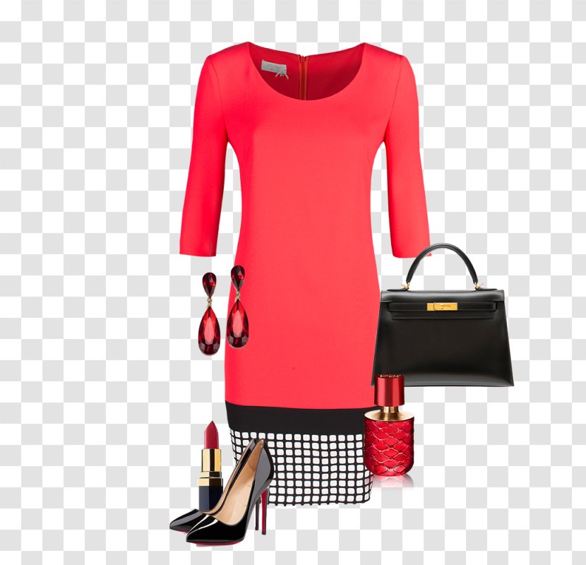 Dress Red Clothing Fashion Sleeve - Pink Coral Clothes Transparent PNG