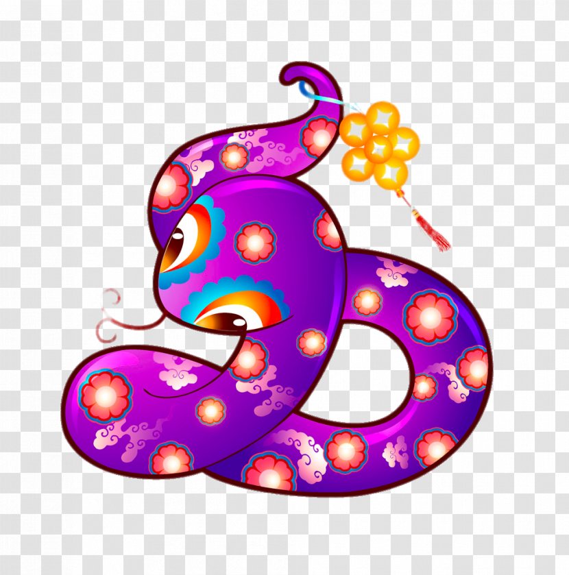 Snake Chinese Zodiac New Year Fortune-telling Ox - Purple Cartoon Transparent PNG