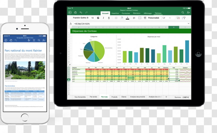 Microsoft Excel Office 365 Mobile Apps - Iphone - Presntation Transparent PNG