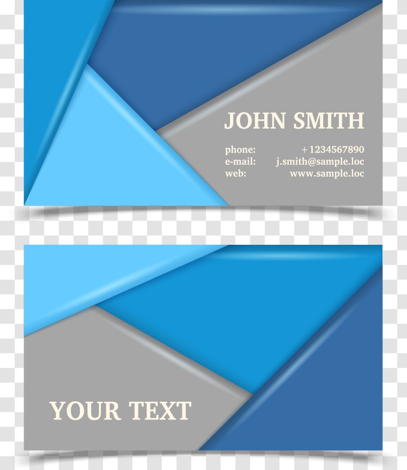 Business Card Visiting Flyer - Schablone - Vector Blue Triangle Cards Transparent PNG