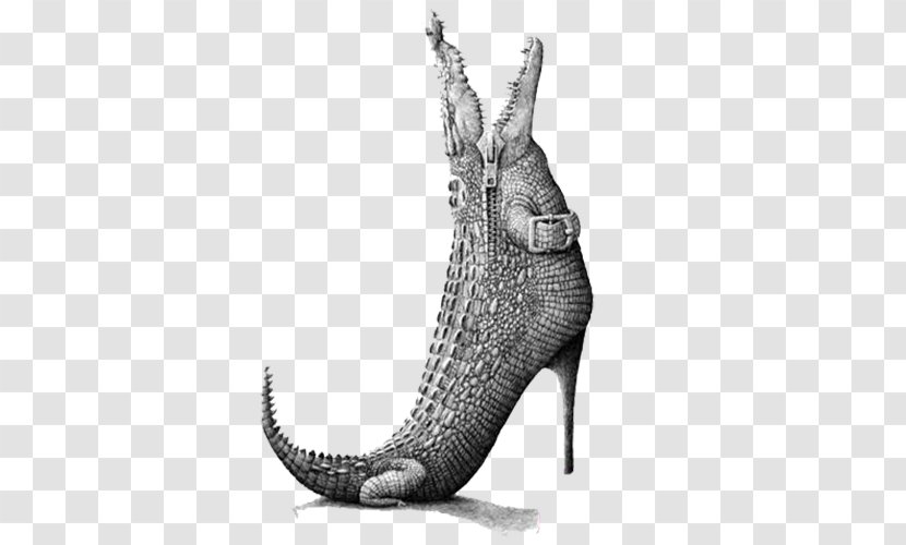 Contour Drawing Art Animal Illustration - Cartoon - Crocodile High Heels Transparent PNG