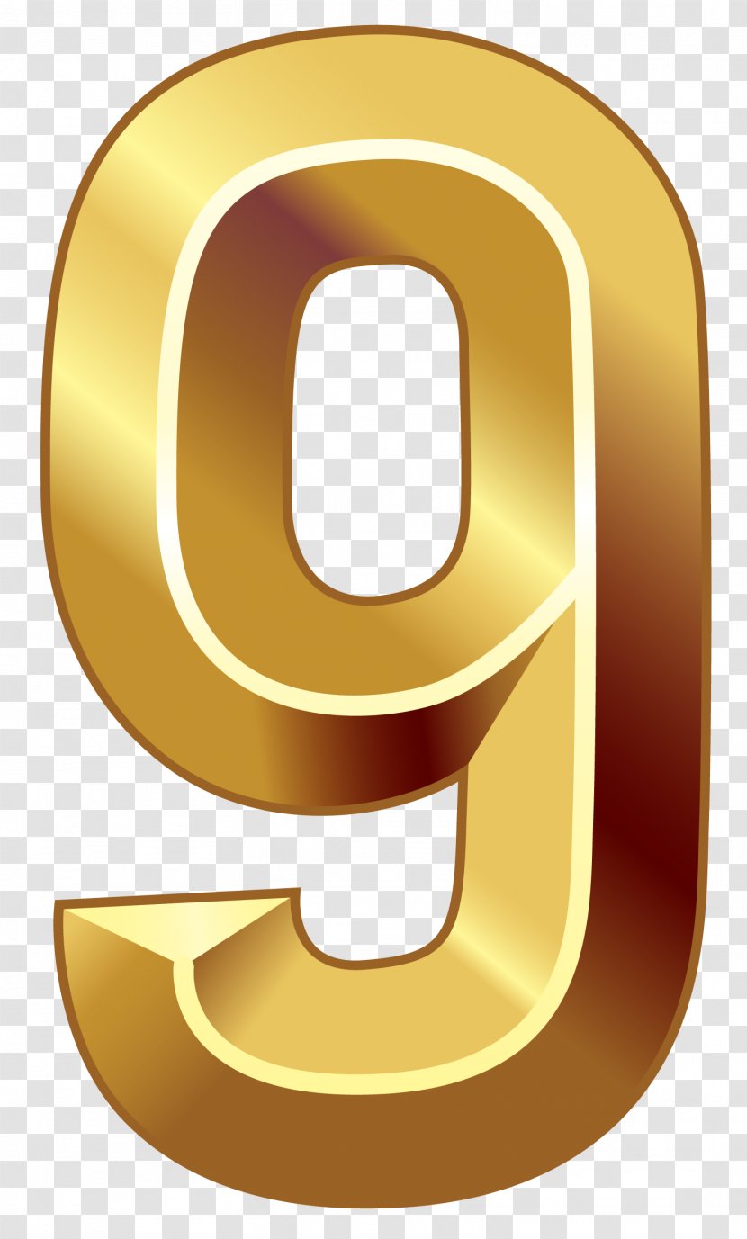 Number Clip Art - Symbol - Gold Nine Clipart Image Transparent PNG