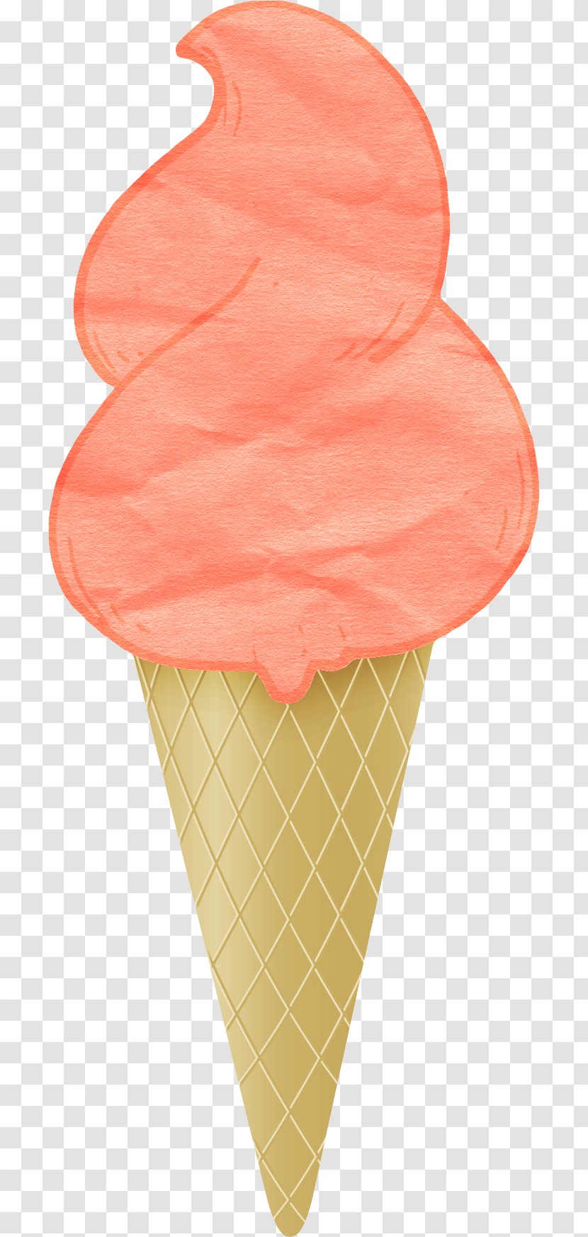 Ice Cream Cone Gelato Drawing - Orange Cartoon Transparent PNG