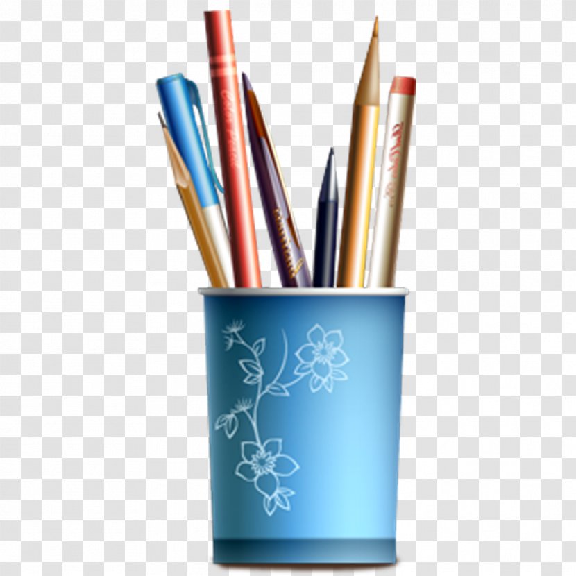 Pencil Ink - Brush Pot - Free Blue Pen Pull The Material Transparent PNG