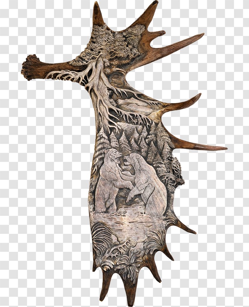 Moose Antler Deer Horn Sculpture Transparent PNG