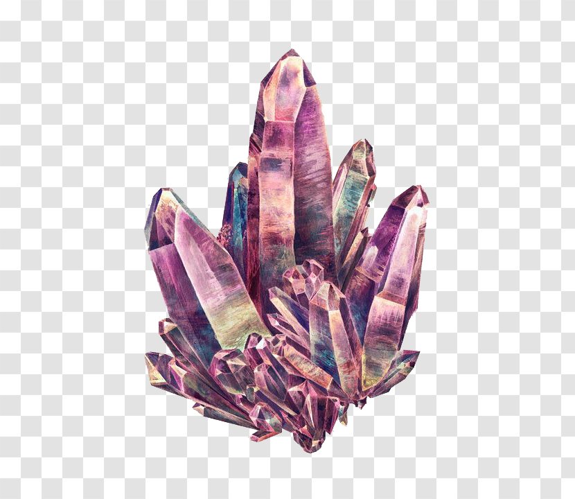 Watercolor Painting Crystal Mineral Rock - Purple - Diamond Decoration Pictures Transparent PNG
