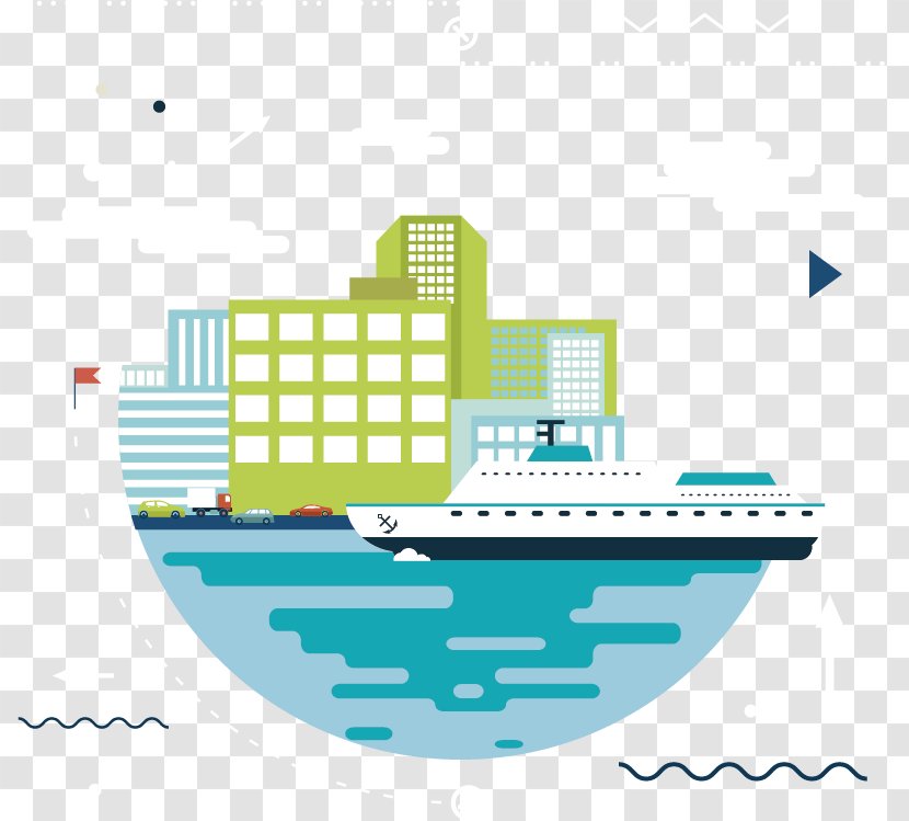 Flat Design Royalty-free Travel Illustration - Ship On The Ocean Vector Transparent PNG