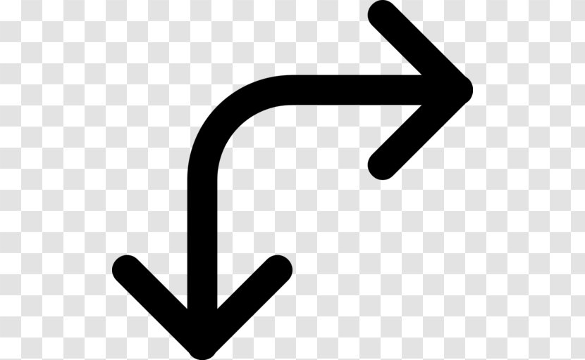 Arrow Corner - Black And White - Cursor Transparent PNG