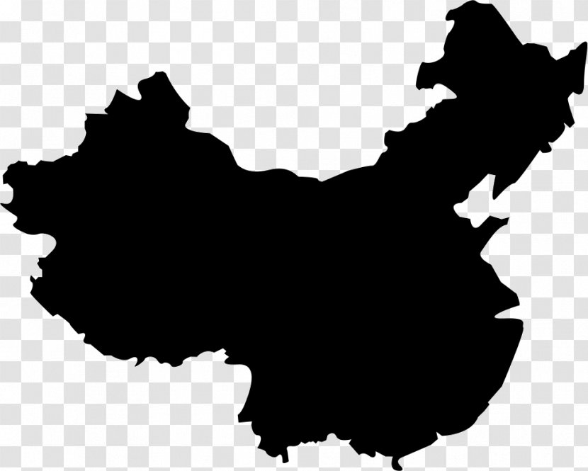 Flag Of China Map - Black And White Transparent PNG