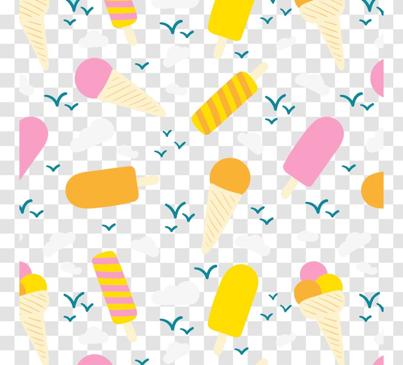 Ice Cream Cone Pattern - Hand-painted Shading Transparent PNG