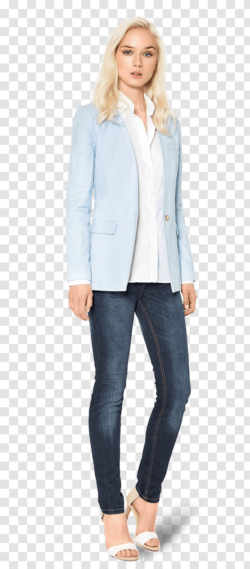 Blazer Jeans Denim Fashion Model - Blue - Blazers For Women Transparent PNG