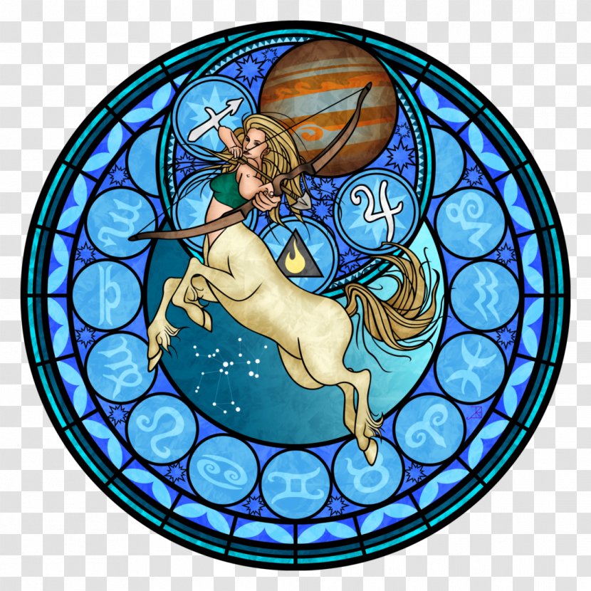 Sagittarius Zodiac Astrological Sign Astrology Stained Glass - Aquarius Transparent PNG