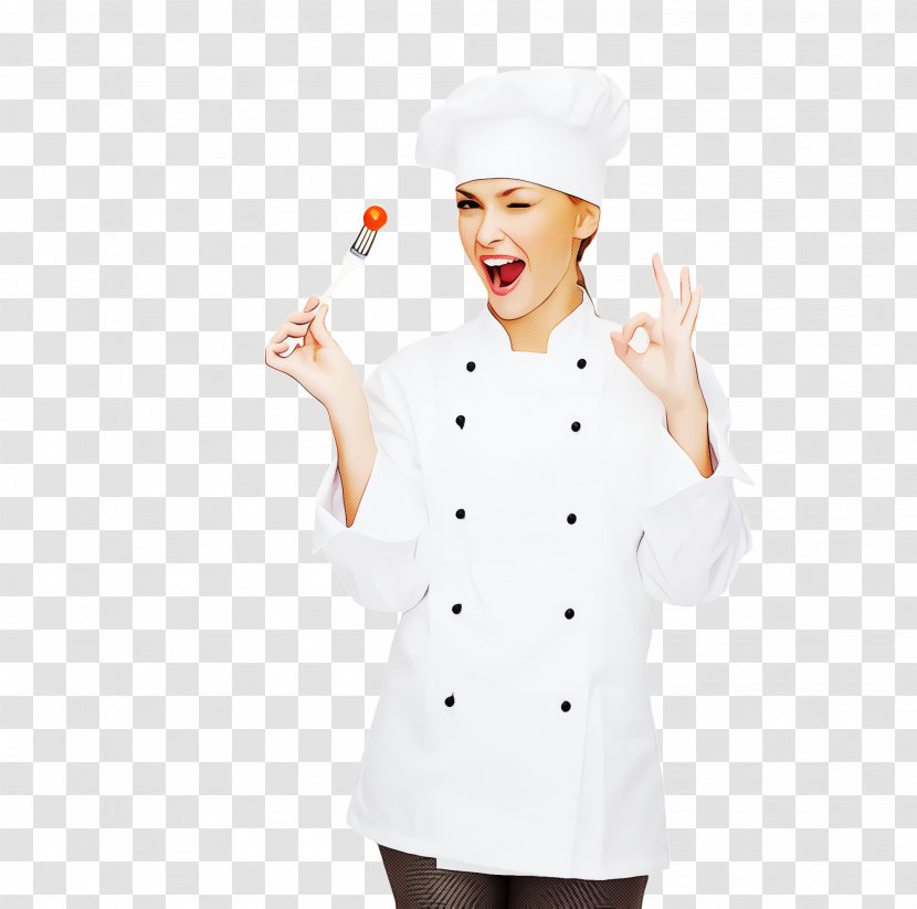 Cook Chef's Uniform Chef Chief - Gesture - White Coat Sleeve Transparent PNG
