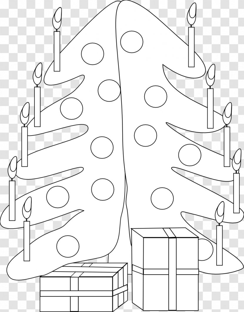 Line Art Christmas Tree Drawing - Monochrome Transparent PNG