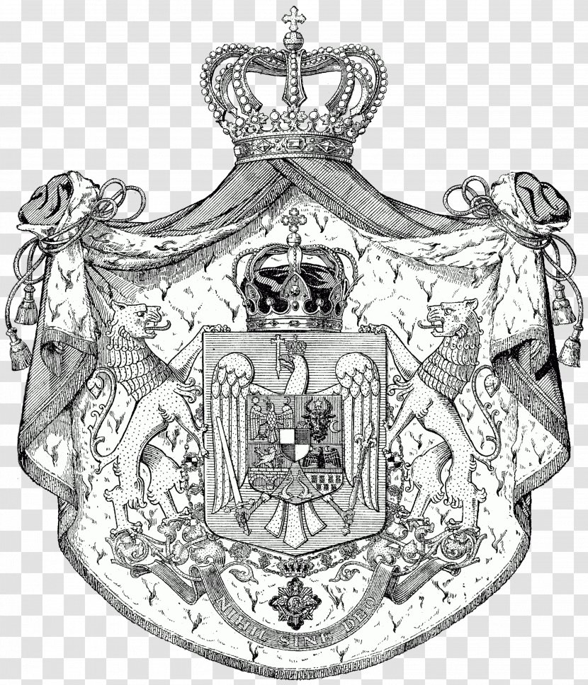Kingdom Of Romania Coat Arms Romanian Royal Family - Lion - Drawing Ink Transparent PNG