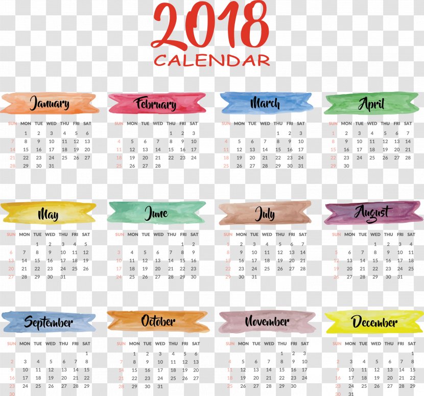 Calendar 2018 Audi A3 - New Year - Watercolor Wind Desk Templates Transparent PNG