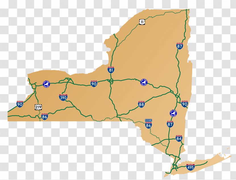 New York City State Thruway Map Highway Toll Road - Border - Mountains And River Transparent PNG