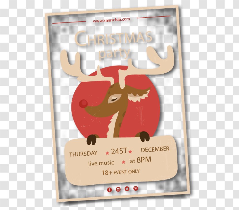 Reindeer Christmas Party - Greeting Card - Pink Transparent PNG