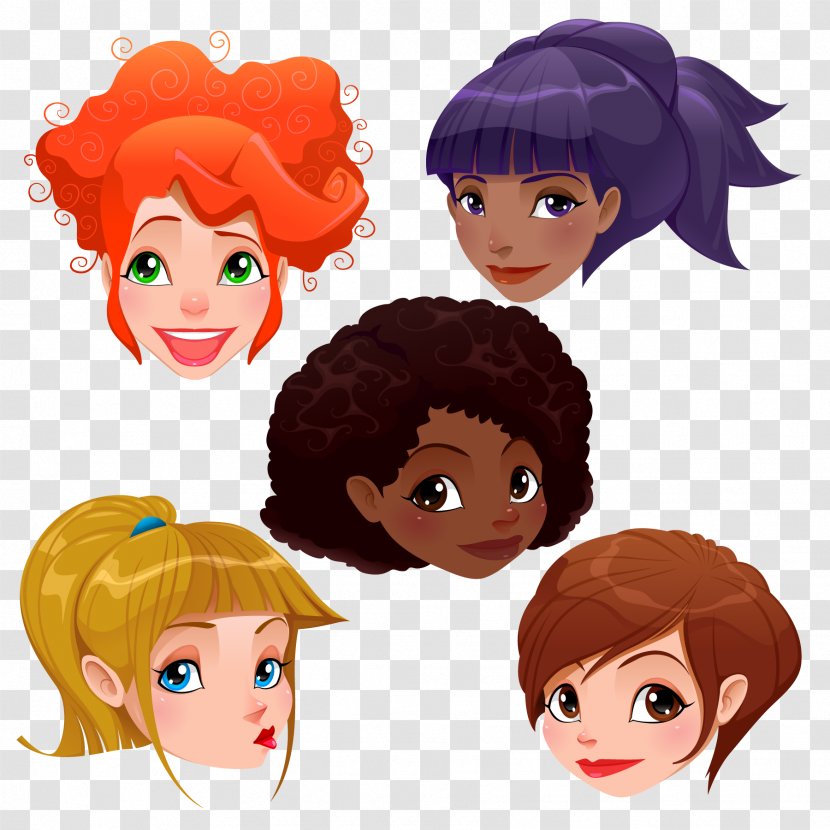 Face Cartoon Royalty-free Illustration - Frame - Vector Different Girls Avatar Transparent PNG