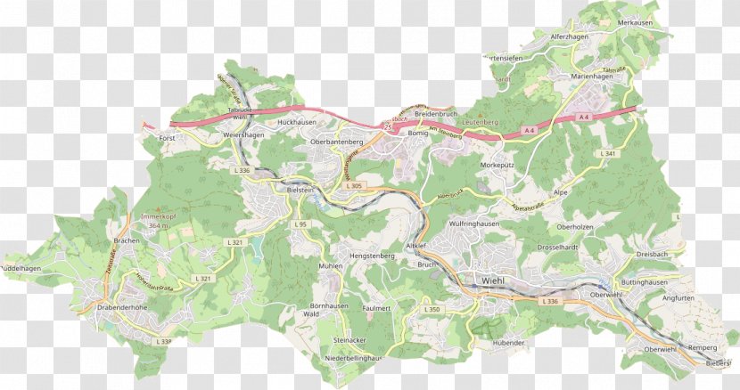 Wiehl OpenStreetMap Scheidt Inselkarte - North Rhinewestphalia - Map Transparent PNG