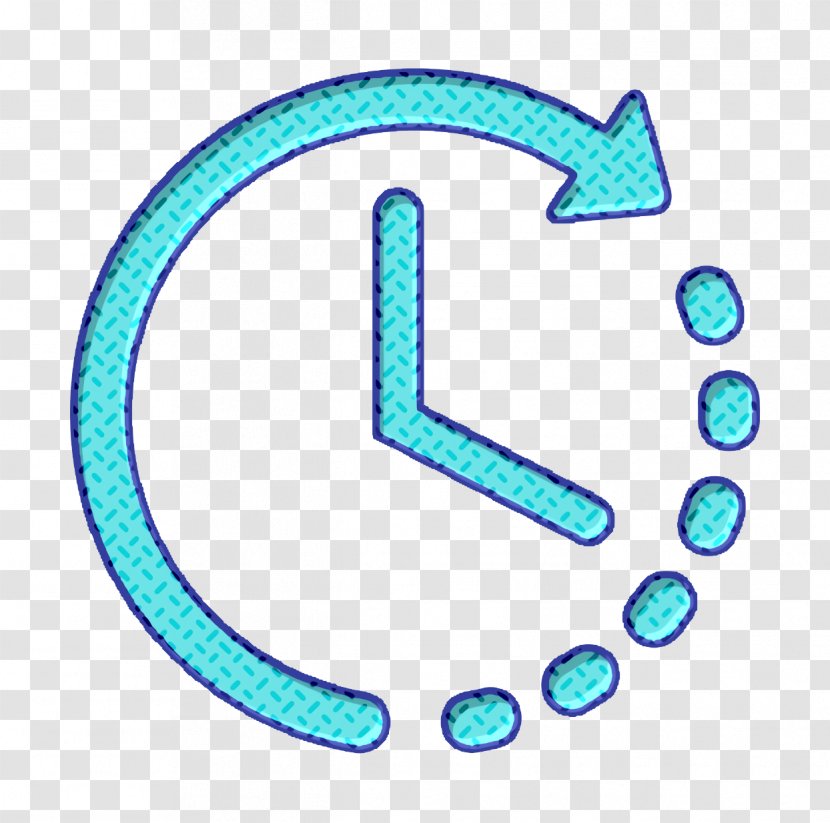 Time Icon Left Goes By - Aqua - Electric Blue Symbol Transparent PNG