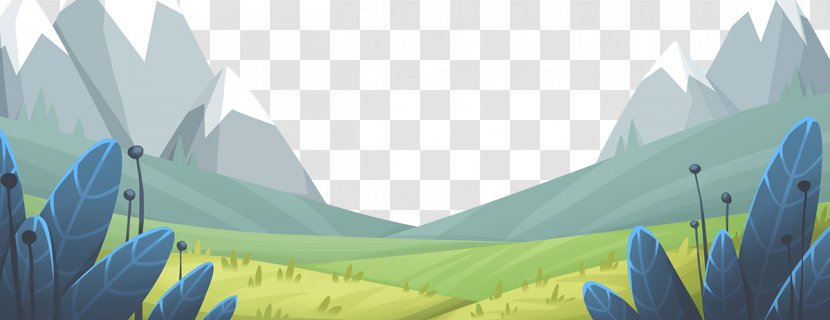 Meadow Animation - Sky - Cartoon Mountain Leaf Transparent PNG