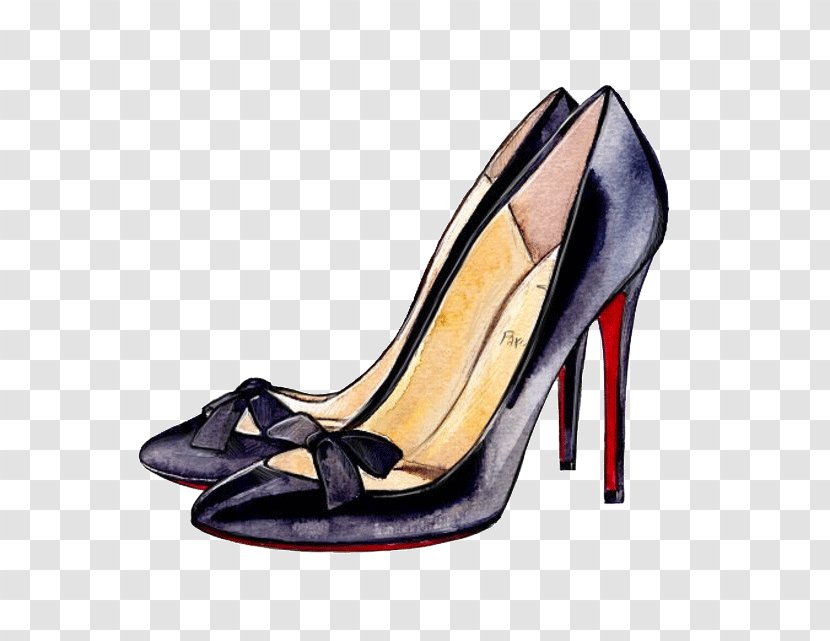 Court Shoe High-heeled Footwear Designer Watercolor Painting - Hand-painted Heels Transparent PNG
