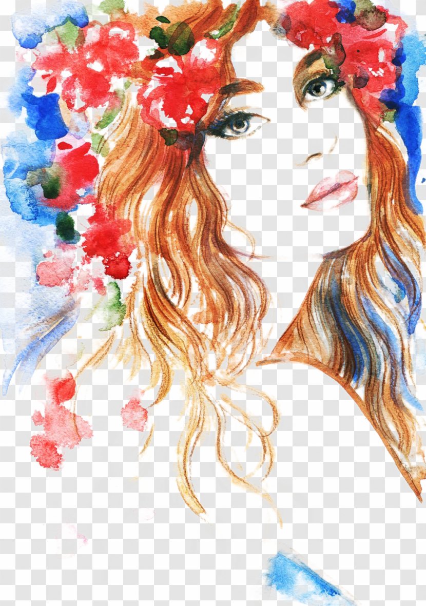 International Womens Day Woman Illustration - Flower - Flirty Watercolor Transparent PNG