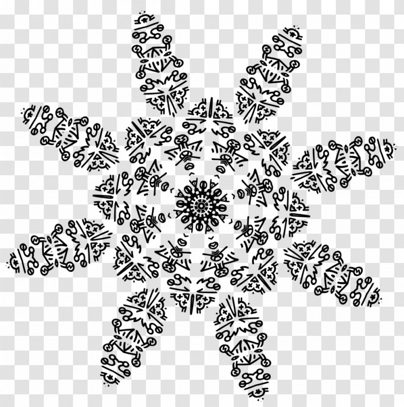 Drawing Black And White Art Snowflake - Paper Transparent PNG