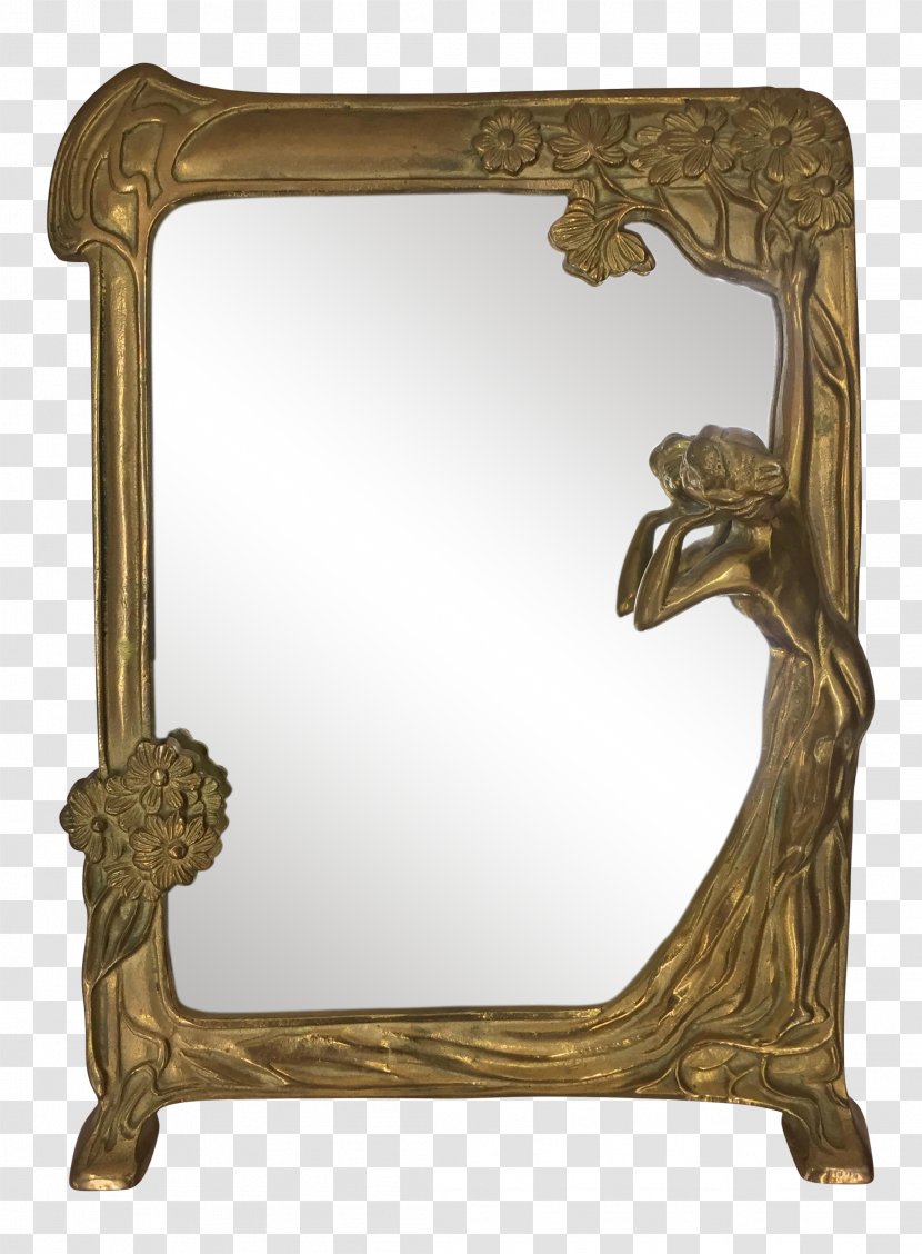 Art Nouveau Deco Mirror - Brass - Design Transparent PNG