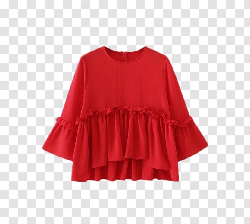 Blouse Sleeve Ruffle Smock-frock Top - Red - Roupas Transparent PNG