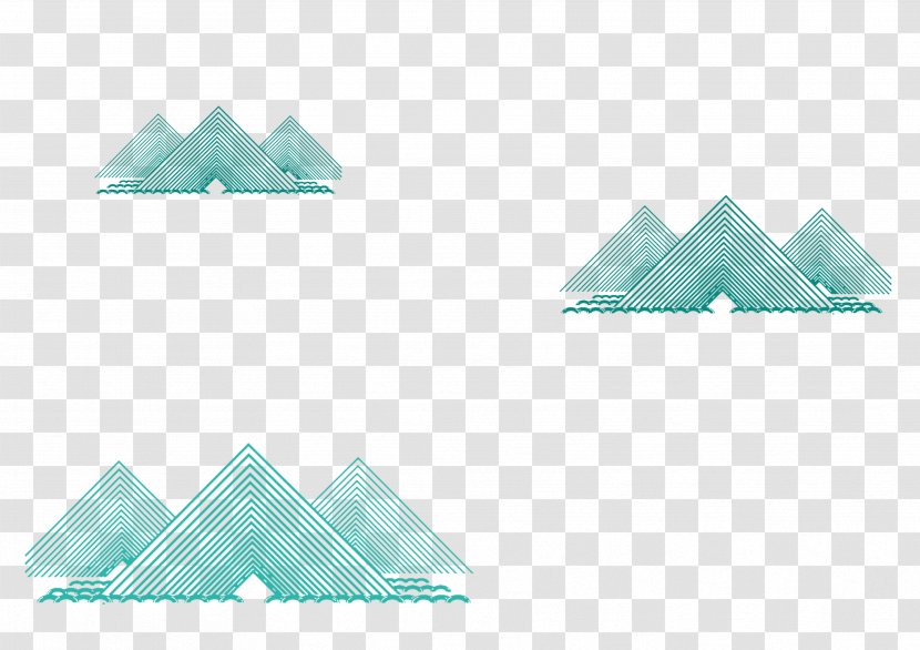Blue Mountain Peak Triangle - Watercolor Painting - Minimalist Style Mountains In The Background Transparent PNG