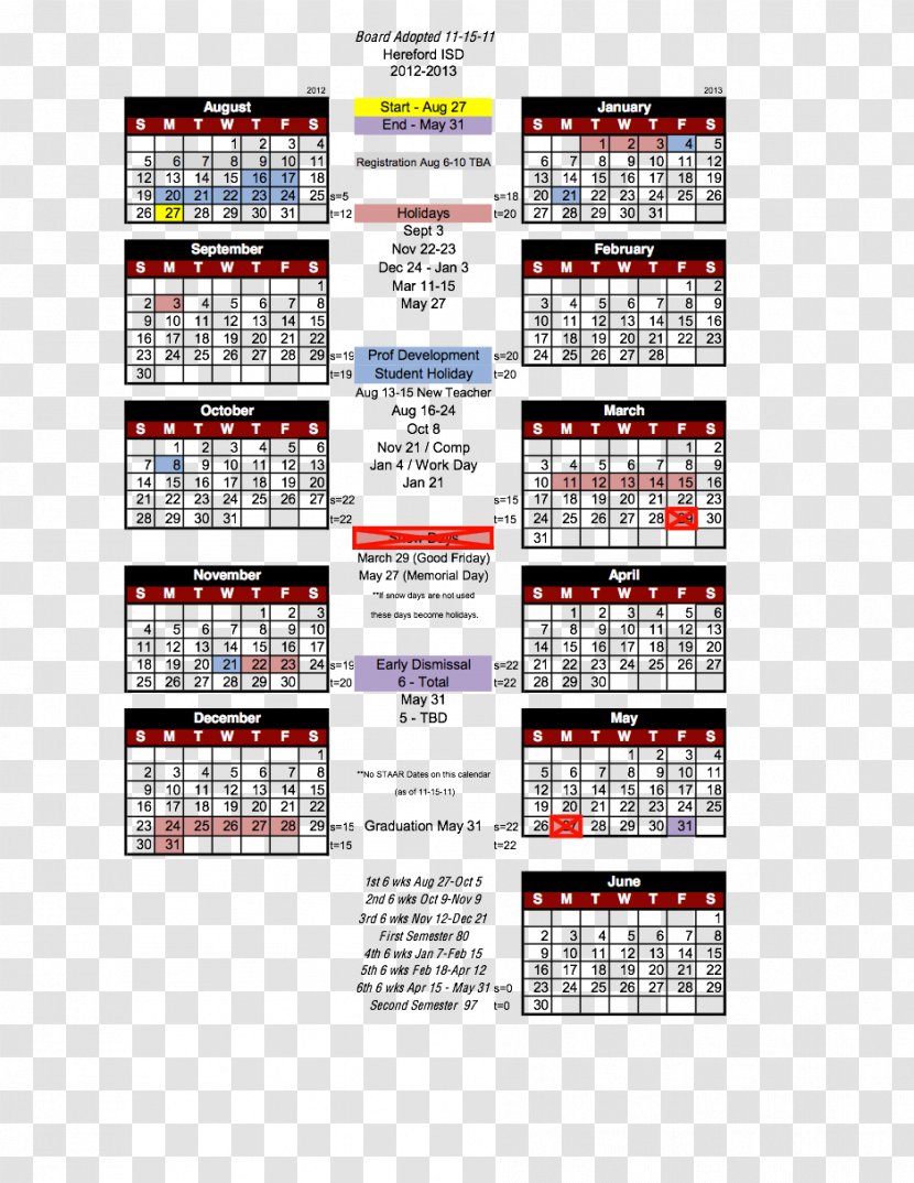 Houston Independent School District Calendar 0 1 - Hereford Transparent PNG